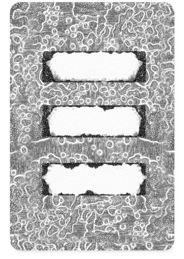 closeup of stencil opening showing misprinting failure