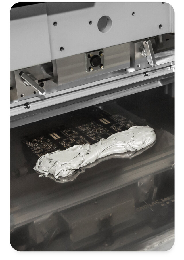 underside wipe cleaning closeup on stencil 