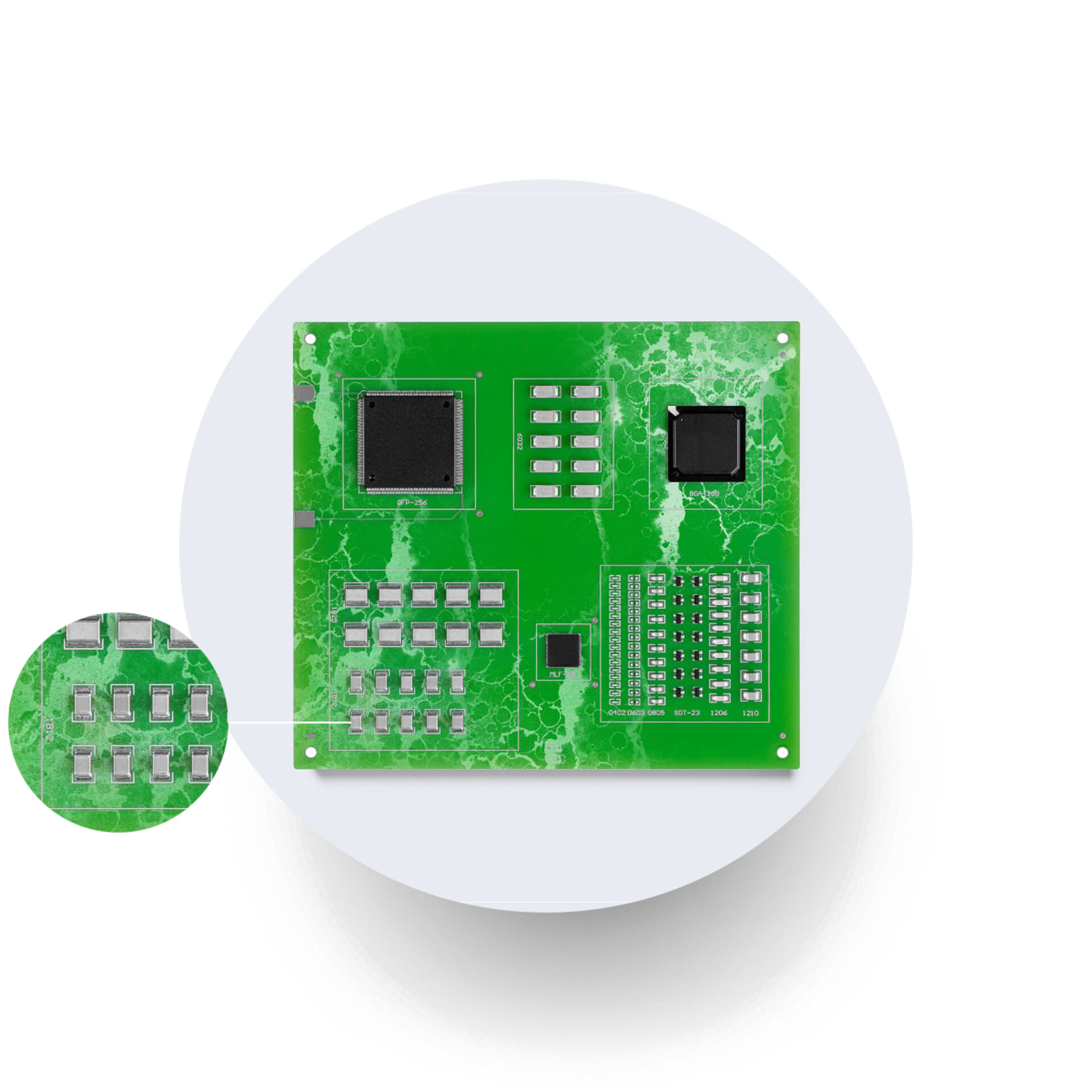 white residue failure on a circuit board
