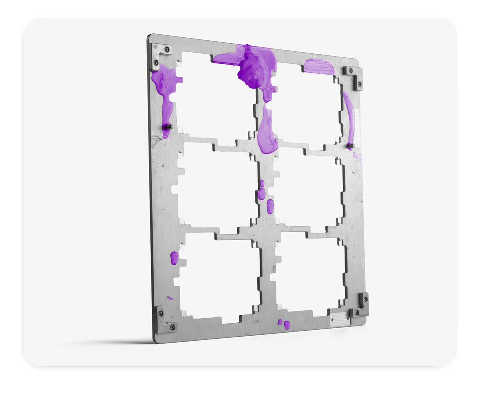 conformal coating on steel pallet showing failure during the process