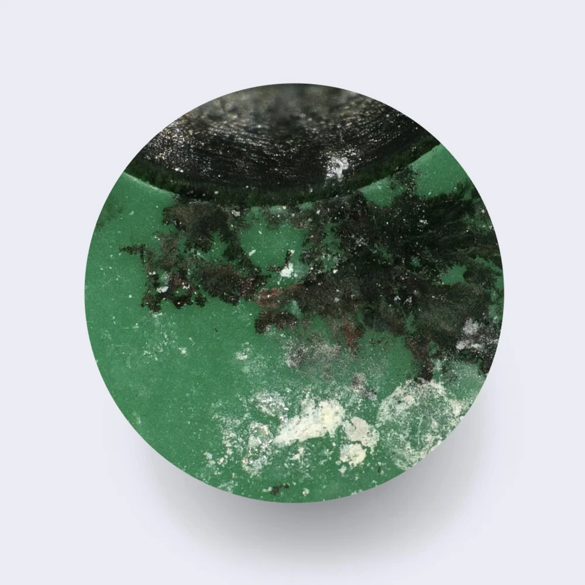 Closeup of Impact of residue on PCB