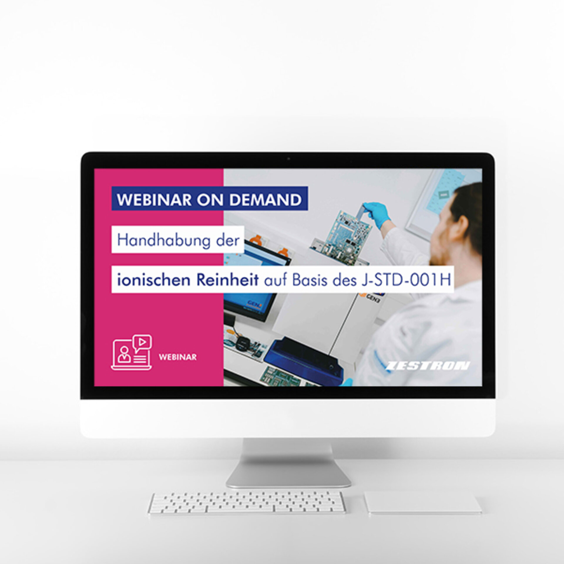Abbildung Webinar on Demand Thema Ionische Reinheit auf Basis des J-STD-001H