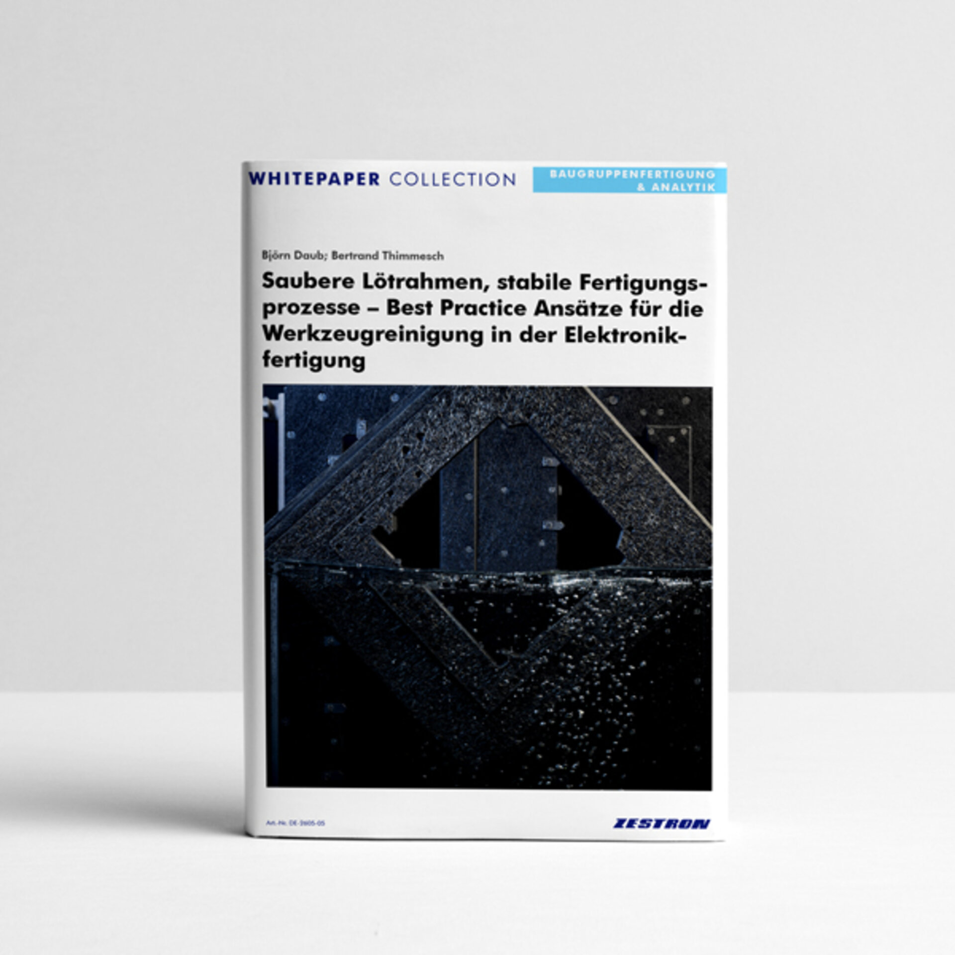 Titelbild des Whitepapers Saubere Lötrahmen, stabile Fertigungsprozesse – Best Practice Ansätze für die Werkzeugreinigung in der Elektronikfertigung | © @ZESTRON